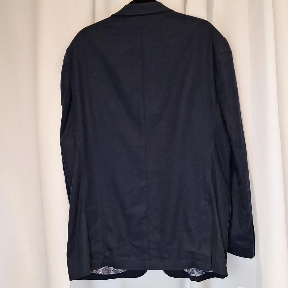 Alan Flusser navy linen blend blazer